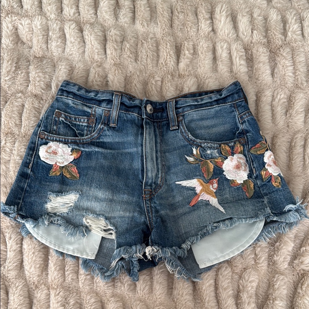 AMERICAN EAGLE Embroidered Denim Women's Shorts
